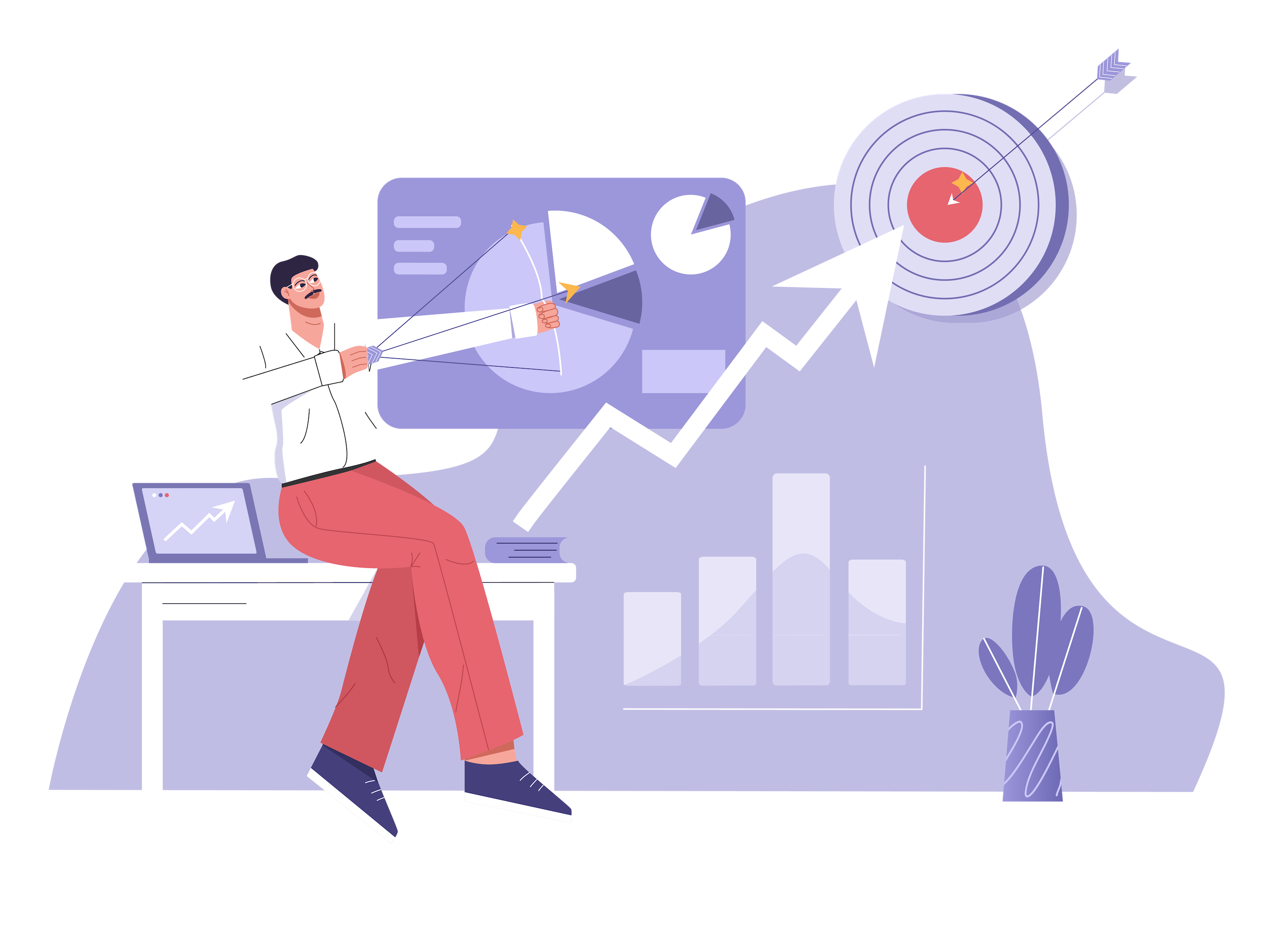 Business Growth blog post by GO Get Organised - graphic of man shooting arrow towards a target