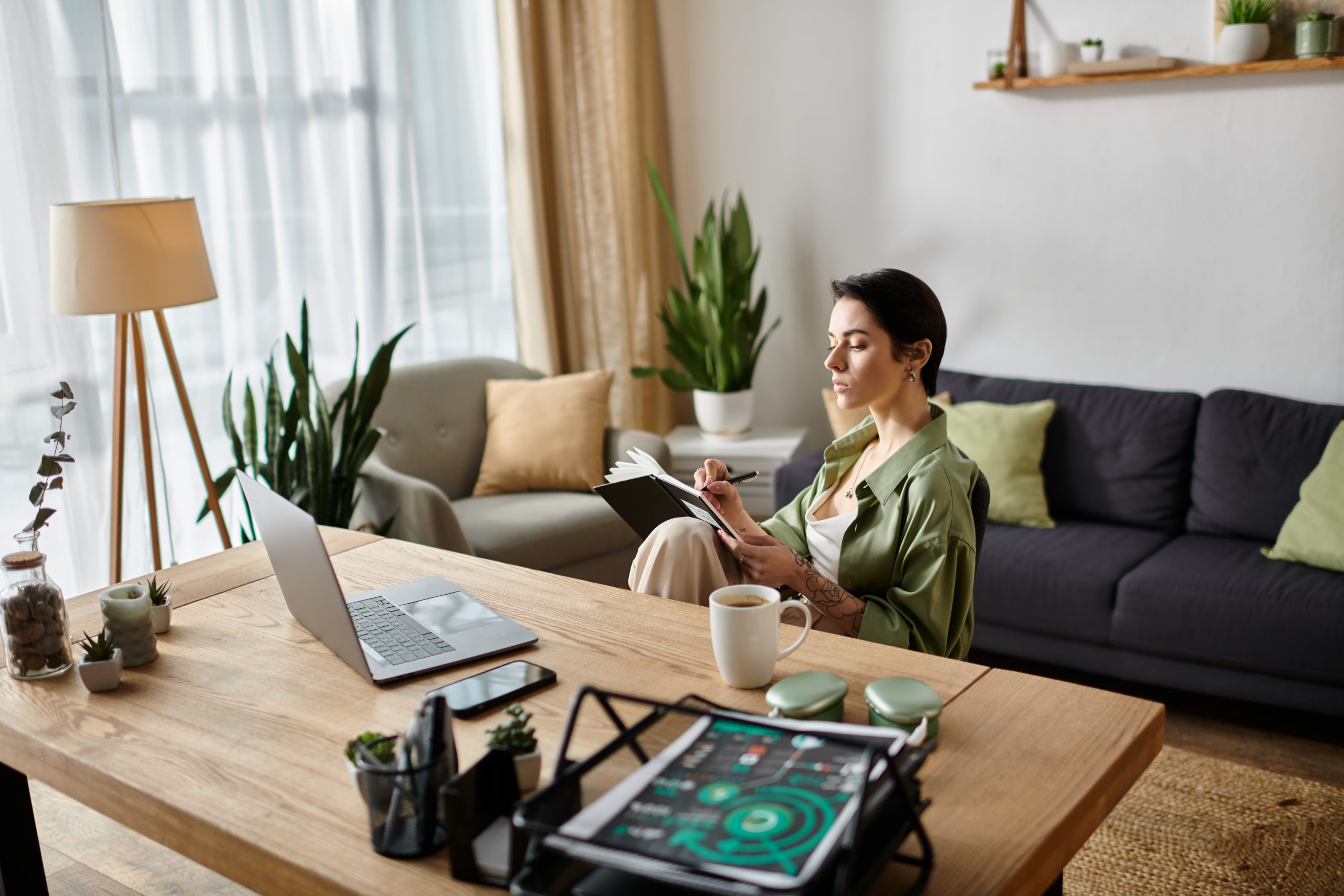 GO Get Organised wellbeing blog -Female working from home.