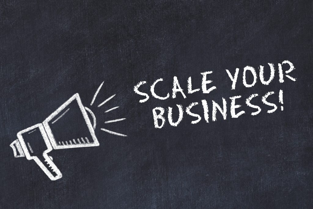 GO Get Organised blog -Scale your business written on blackboard